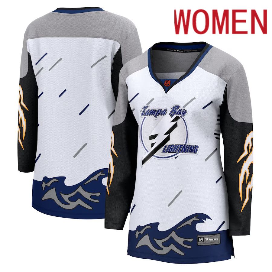 Women Tampa Bay Lightning Fanatics Branded White Special Edition Breakaway Blank NHL Jersey